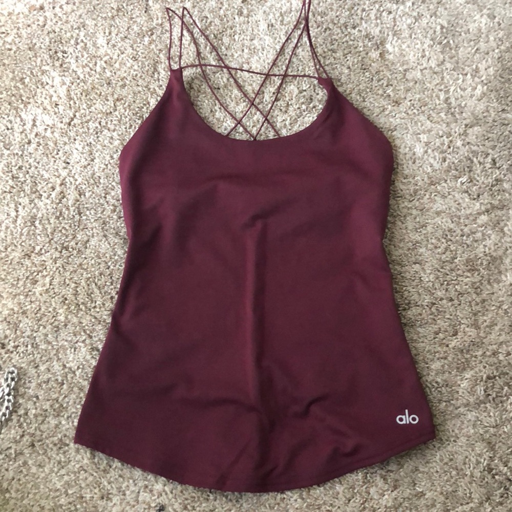 ALO Yoga Burgundy Strappy Tank Top